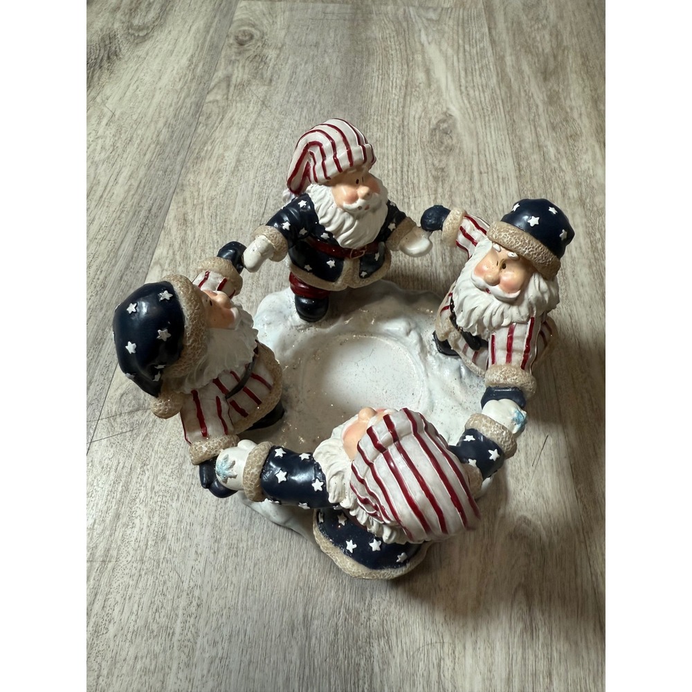 Home Interiors Santa Candle Holder Patriotic Holiday‎ Christmas Decor